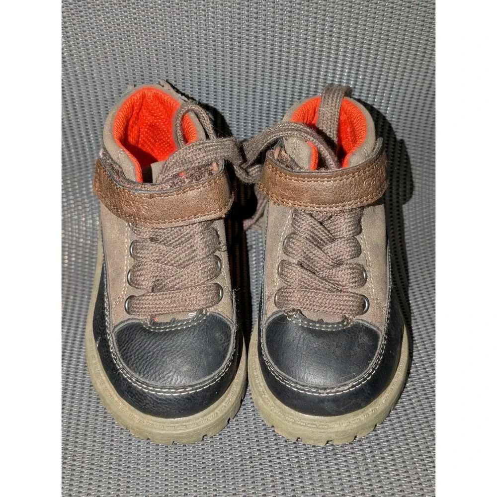 Carter's Ronald Toddler Boots Size 5 Brown Black Hook Loop Hiking Shoes